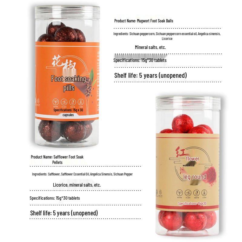Mugwort & Safflower Herbal Foot Soak Balls - Softening, Warming Essence for Relaxing Foot Care