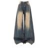 Frühling 3-teiliger Damenanzug aus koreanischer, lässiger, einfarbiger Bluse + Strickschal + Jeanshose mit weitem Bein für Damen