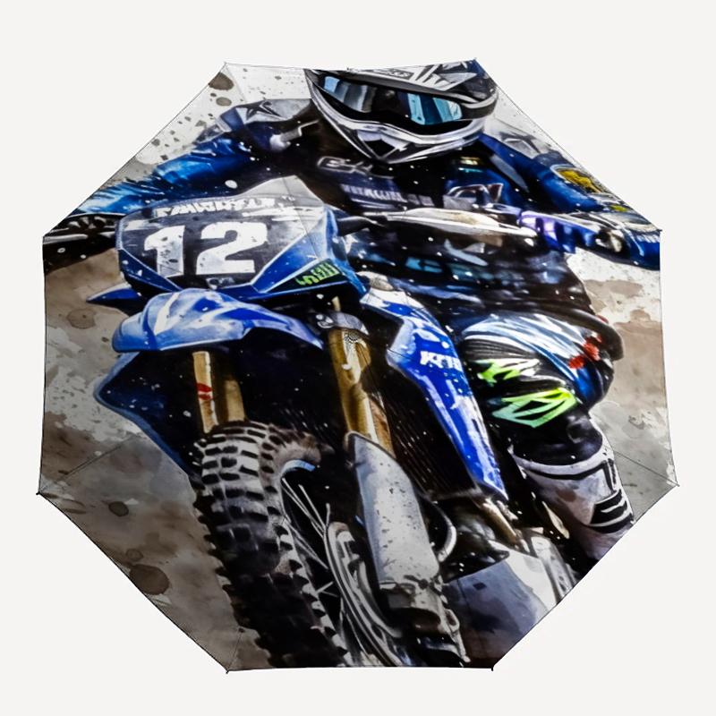 off road motorcycles Theme Automatic Umbrella, Lightweight & Portable, 8 Rib, Perfect for Outdoor Travel, Birthdays, Christmas, Gifts.