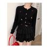 Korean Bow Embroidered Knitted Cardigan - Sweet Autumn/Winter Short Sweater for Women