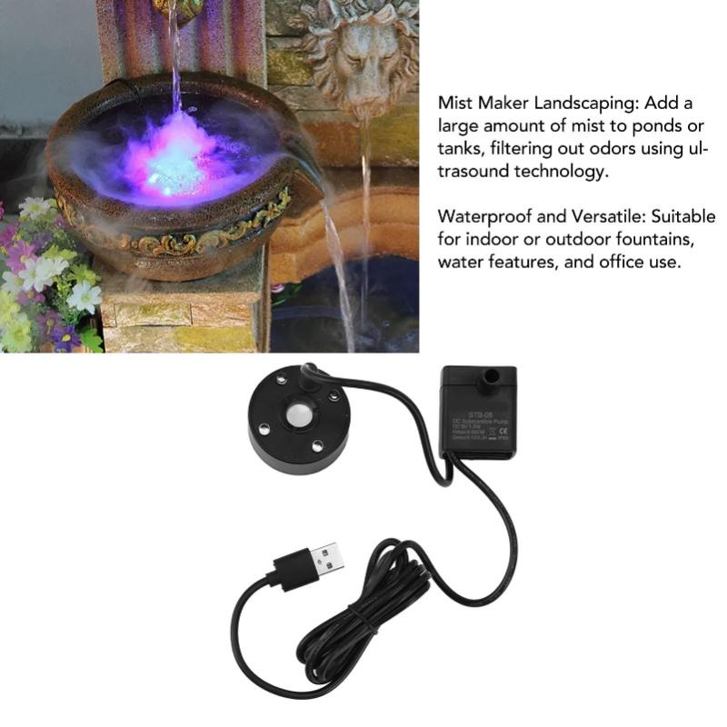 Mist Maker USB Fog Maker With Pump LED Colorful Lighting Fountain Atomizer Humidifier 5V Fog Machine For Pond Garden Office