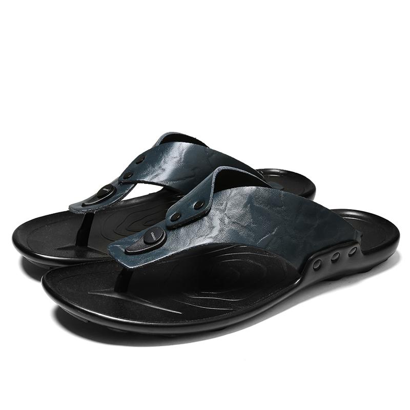 

Кожаные мужские пляжные сандалии для воды, летние уличные повседневные спортивные сандалии с закрытым носком, нескользящие мягкие походные забродные кроссовки 44 синий