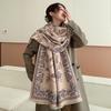 Flower Printed Scarf Bird Large Shawl Retro Cashmere Tassel Scarves  Student