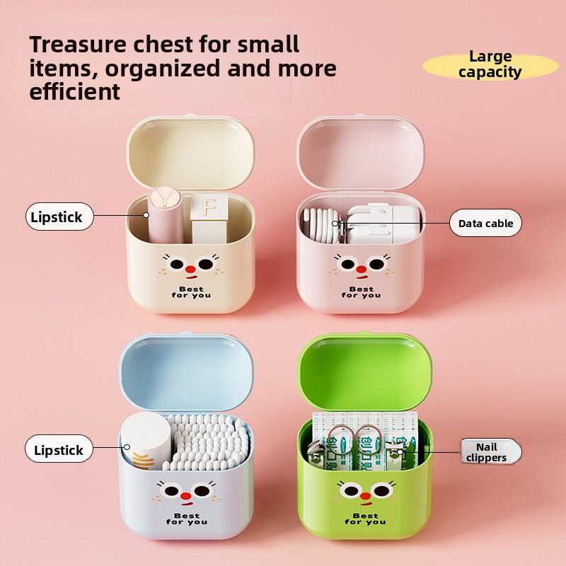1PCS Multifunctional Data Cable Storage Box Portable Charger Lipstick Dust-proof Box Portable Mini Storage Box with Cover