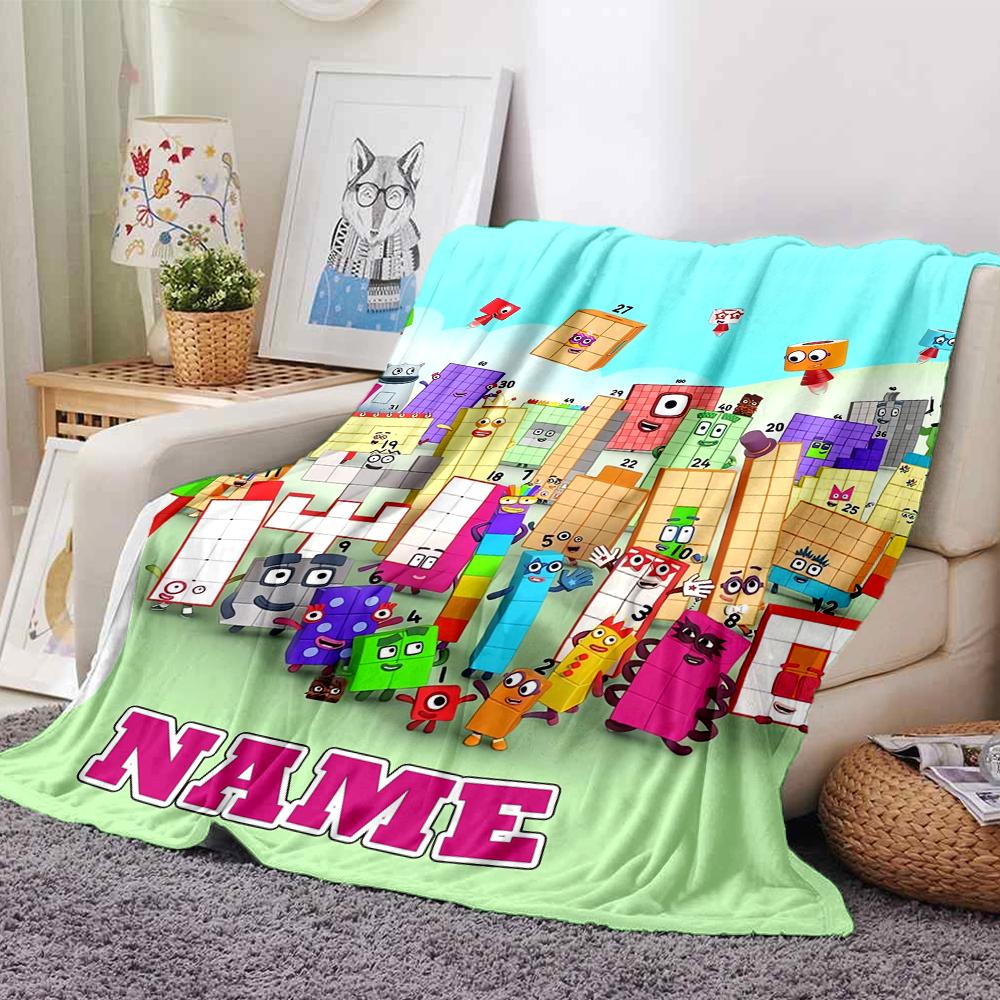 Custom Name City Colorful Cubes Party Blanket For Couch Bed Plush Cozy Fuzzy Blanket Super Soft Warm Blankets For Fall And Winter 0916152