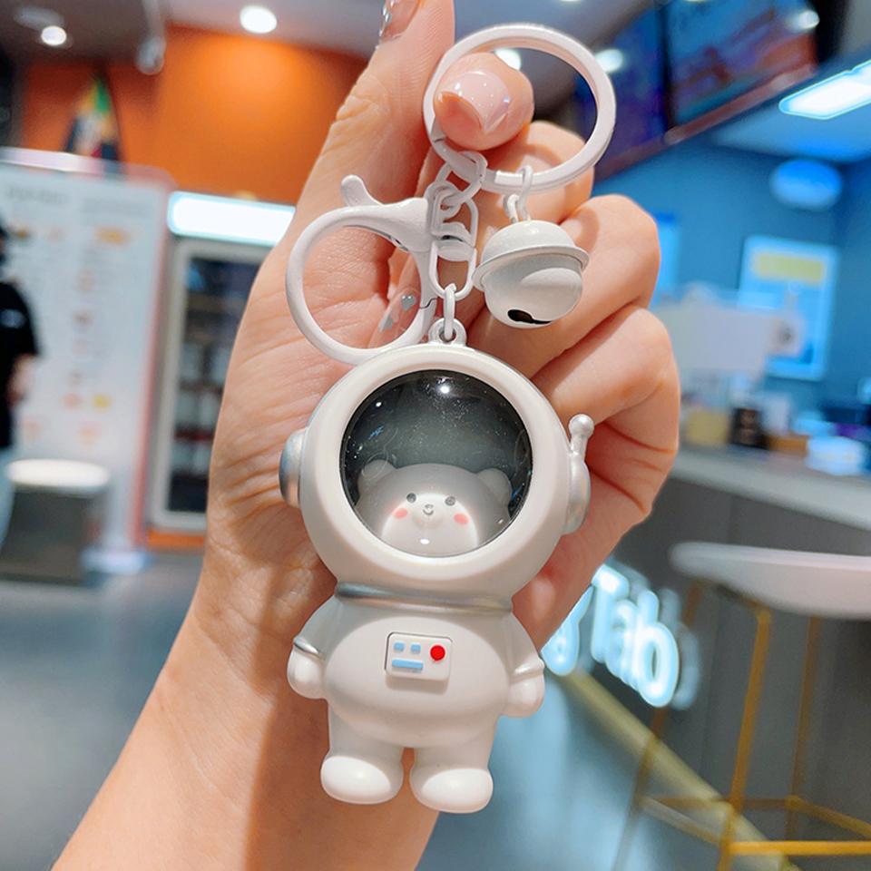 ZAKOL Cute Glowing Night Light Astronaut Cat Schoolbag Keychains Kawaii Bags Charm Decorative Pendants Accessories Gift Girs