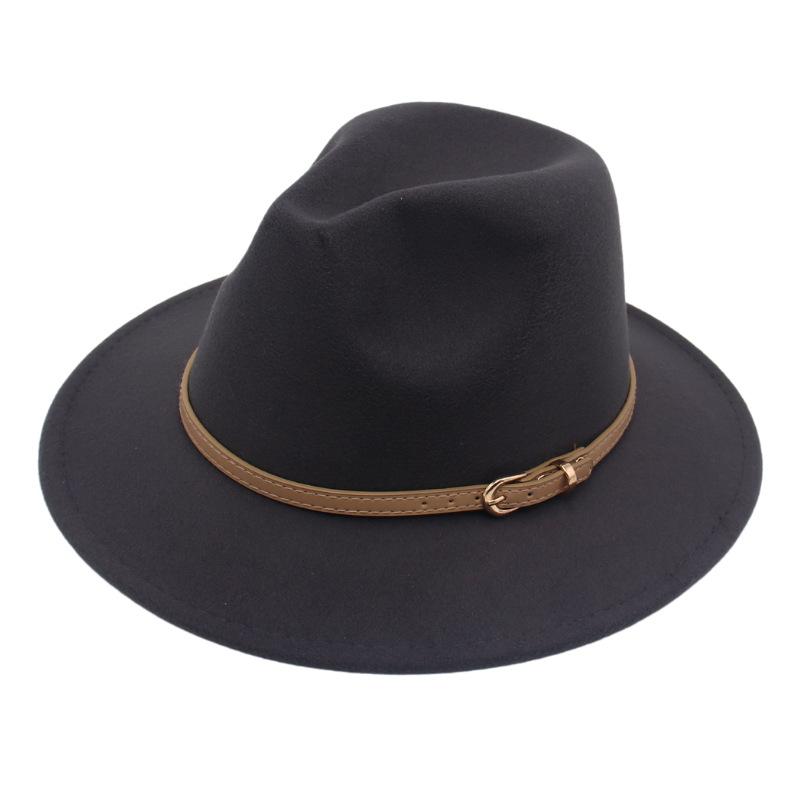 Fedora Spring And Summer Small Belt Felt Hat Percussion Performance Jazz Hat Woolen Top Hat Big Eaves Hat