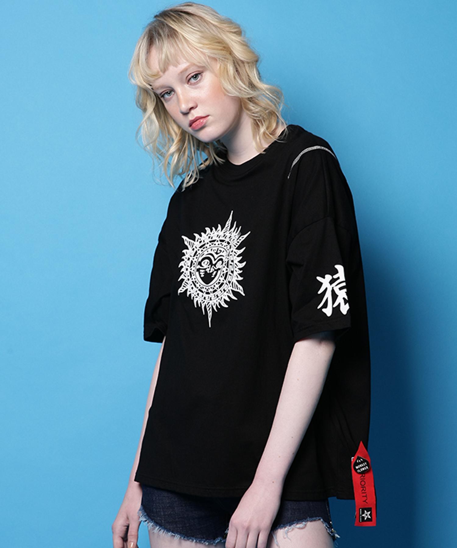 Monkey Flower Women S Sun Illustration Short Sleeve T-Shirt / Mm8Wts13F Black Free