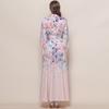 Vintage Style Color-Blocked Floral Print Turn Down Collar Shirt Dress for Women Spring 2026 Fashion Tie-Waist Single-Button Long Maxi Dress
