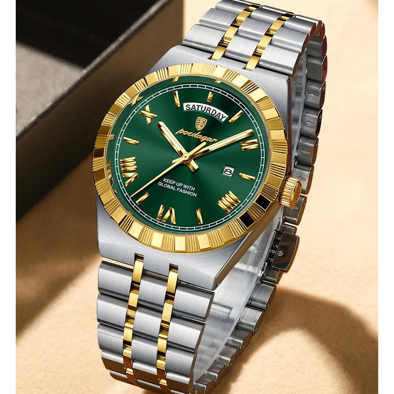 Herren Quarz Uhr Wasserdicht Leuchtend Woche Datum Herren Armbanduhr Edelstahl Business Uhren Für Herren