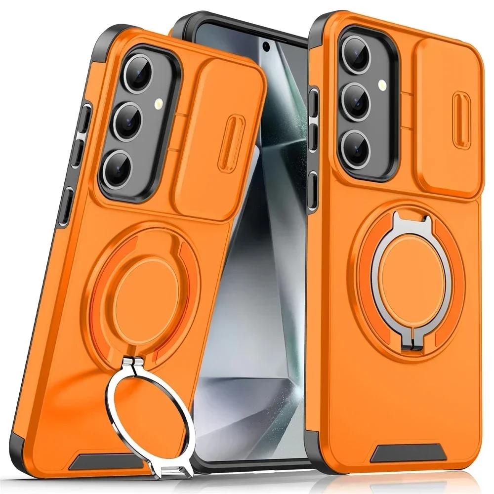 Magnetic Holder Phone Case for Samsung A17 A07 A16 A06 A55 A35 A25 A15 A54 A14 A23 A13 5G 4G A03S Slide Camera Protection Cover