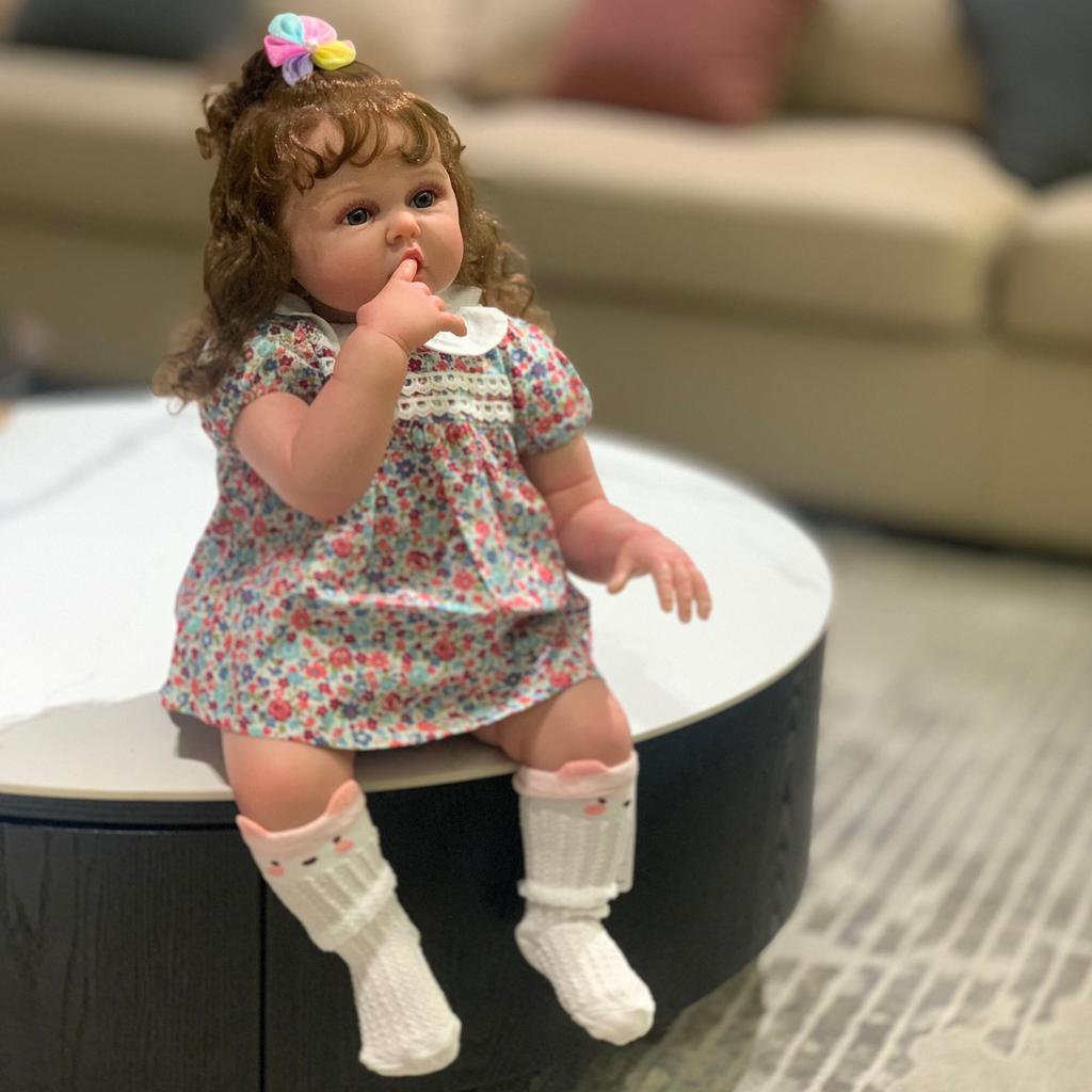 3D Maling Hud Med Vene Silikon 60 cm Reborn Baby Doll For Girl Langt Hår Prinsesse Småbarn Bebe Artist Collection Gave
