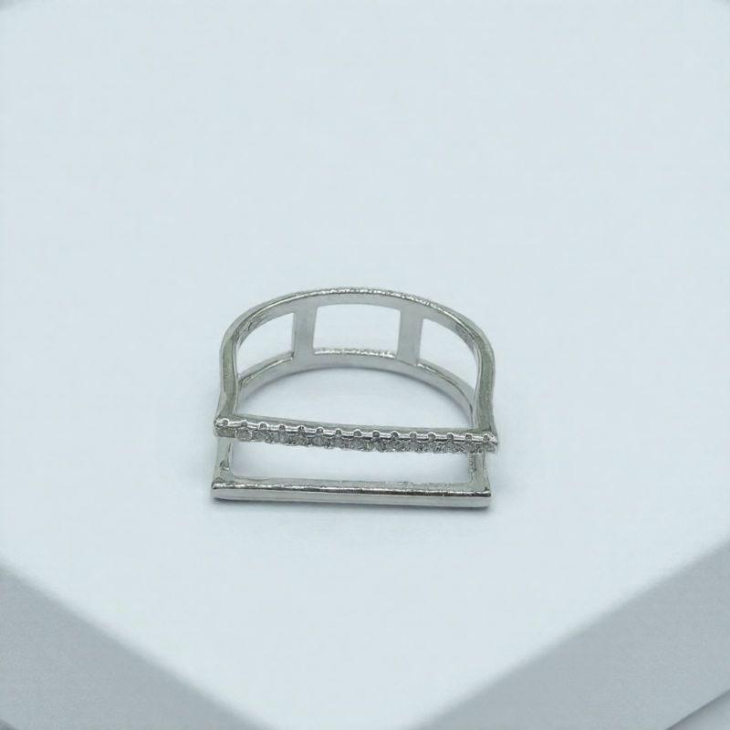 Европейско-американское креативное двухслойное широкое кольцо с цирконами в корейском простом стиле для указательного пальца Size 18