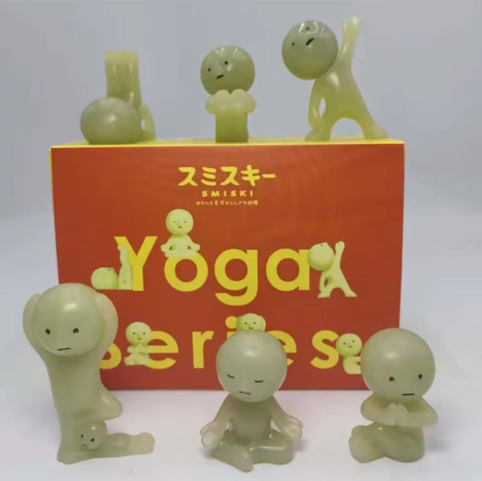 Smiski Yoga-Serie Überraschungsbox – Leuchtend grüne Figur, Kawaii-Nachtlicht, niedliches Sammlerstück, Weihnachtsgeschenk