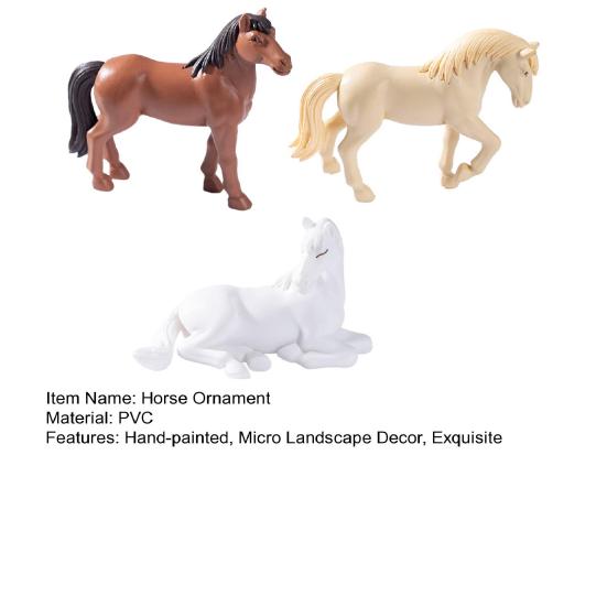 3 ks Miniatury koní Mini zvířecí figurky Stolní mini sošky koní pro DIY pohádkovou zahradu Mikro krajinná dekorace