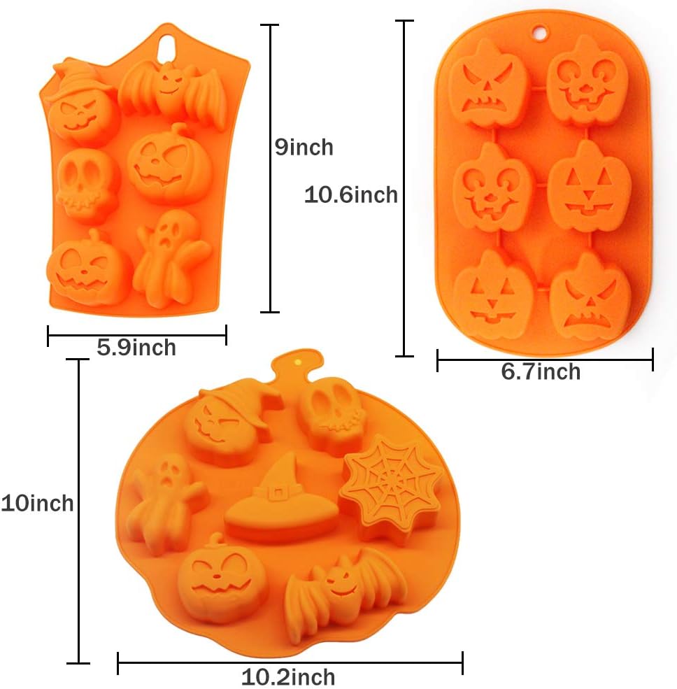 Silicone Halloween Ghost Pumpkin Baking Mold Set Non-Stick Chocolate Jelly Fondant Cake Baking mold for Party Gift Handmade