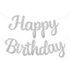 Happy Birthday Banner Pre-strung No DIY Glitter Birthday Party Banner Sign Wall Decor Door Banners for Men Women Boys Girls Party Backdrop