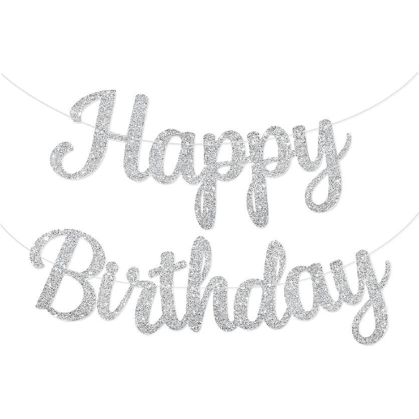 Happy Birthday Banner Pre-strung No DIY Glitter Birthday Party Banner Sign Wall Decor Door Banners for Men Women Boys Girls Party Backdrop