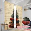 2pcs,2D plane printing Curtains Digital Printed Christmas Tree Books Festive (3) Versatile Polyester (without rod) Art Deco