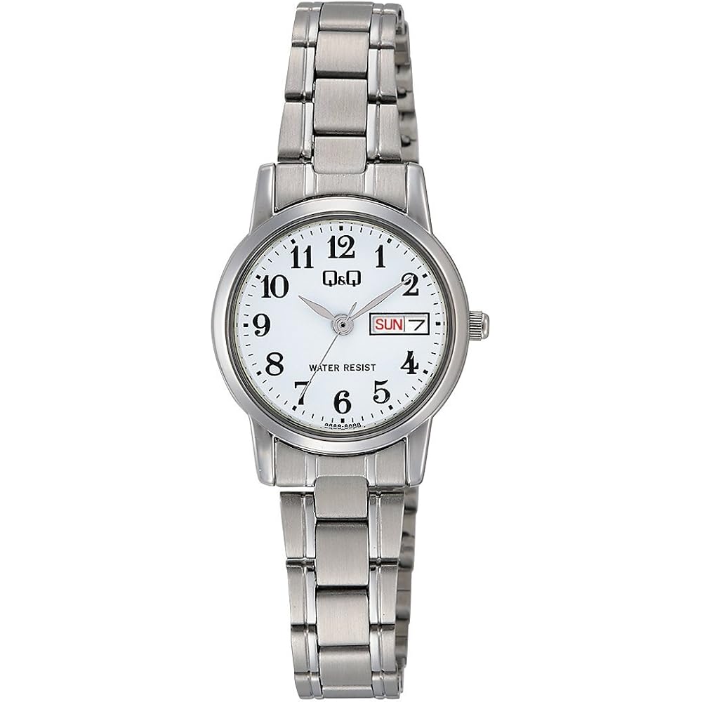 

Citizen Q&Q Analog Waterproof Watch Date Day Metal Band A207-204 Women s White