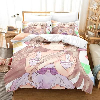Bequemes Anime-Print-Bettwäsche-Set Mit Bettbezug und Kissenbezügen King Queen Twin Größen Für Jungen Mädchen und Kinder
