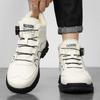 Herren Winter Fleece-gefütterte High-Top Baumwollschuhe Drehschnalle Trendiger Britischer Stil Martin Stiefel.