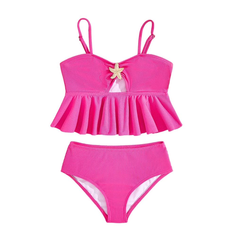Dziewczęcy dwuczęściowy zestaw kąpielowy Top Tankini z akcentem rozgwiazdy i dołem Kostium kąpielowy dla dzieci Odzież plażowa Letni strój kąpielowy