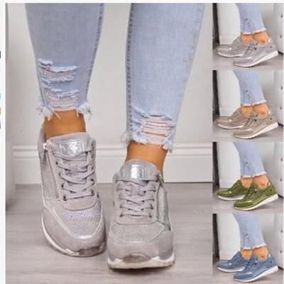 2021 Spring New Thick Women's Sole Dad Shoes Women's Ins Trendy Korean Version Solid Color Rhinestone Sports Running Shoes Women