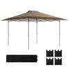Tenda Pop-up Pieghevole 4x4 m con Blocco Centrale UPF50+ Altezza Regolabile Sacchi di Sabbia e Borsa con Ruote Beige e Caffè