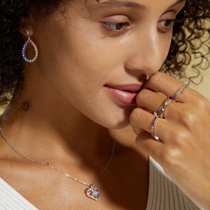 Rainbow Heart Pendant S925 Silver Ocean Heart Clavicle Chain - European & American Fashion
