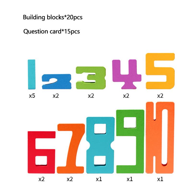 Wooden Stacking Construction Blocks Digital Creative Puzzle Children's Instructive Playthings Montessori Colour Construction Brick Playthings Present