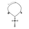 Dark Gothic Cross Tag Necklace, Halloween Imitation Crystal Chain Collarbone Necklace