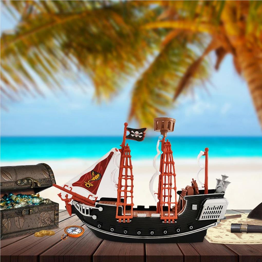 Kids Pirate Toys Pirates Ship Plaything Sailing Props Boats Model Playthings Boys Birthday Gift Boat Toy for Home Kindergarten