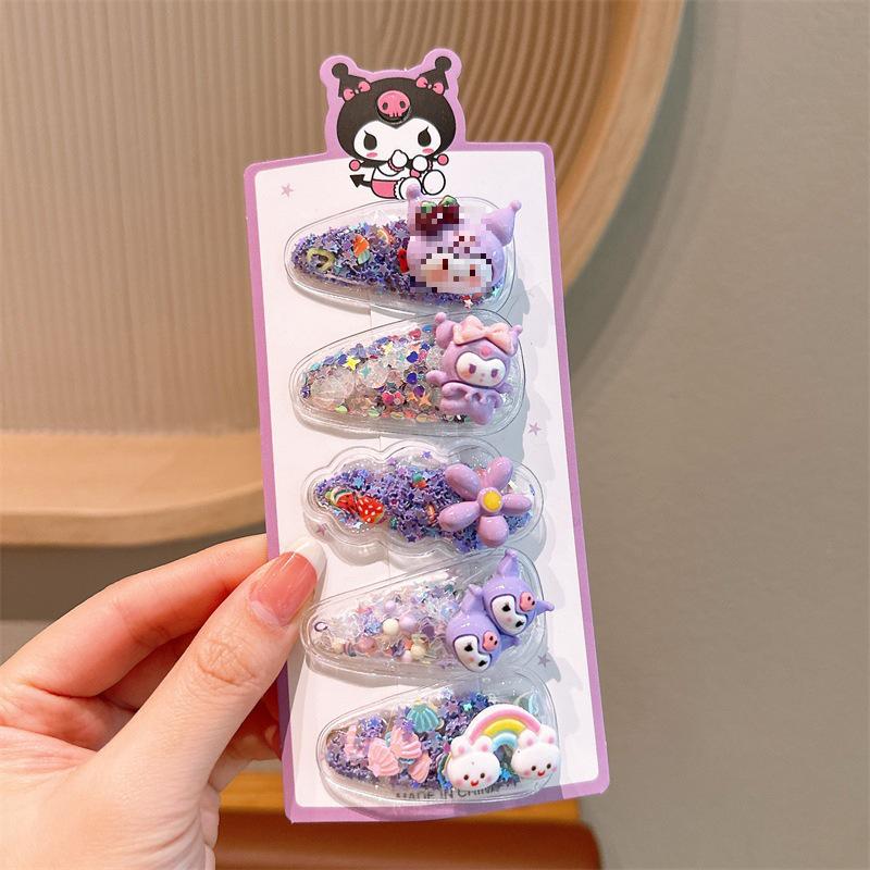 Kuromi Sanrio Girl's Flowing Sofa Bangs Hair Clips - Kid-Friendly and Sweet Design
