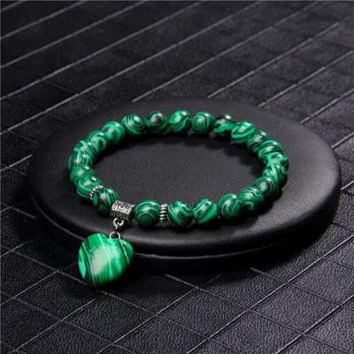 Natuursteen Unakite Jaspers Kralen Armband Kristal Armband Hartvorm Stenen Hanger Armband Fitting Vrouwen Mannen Liefde Sieraden