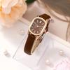 Vintage Klein Ovaal Dames Quartz Horloge Roségouden Kast Witte Leren Band Elegant Polshorloge voor Dagelijks Dating Cadeau