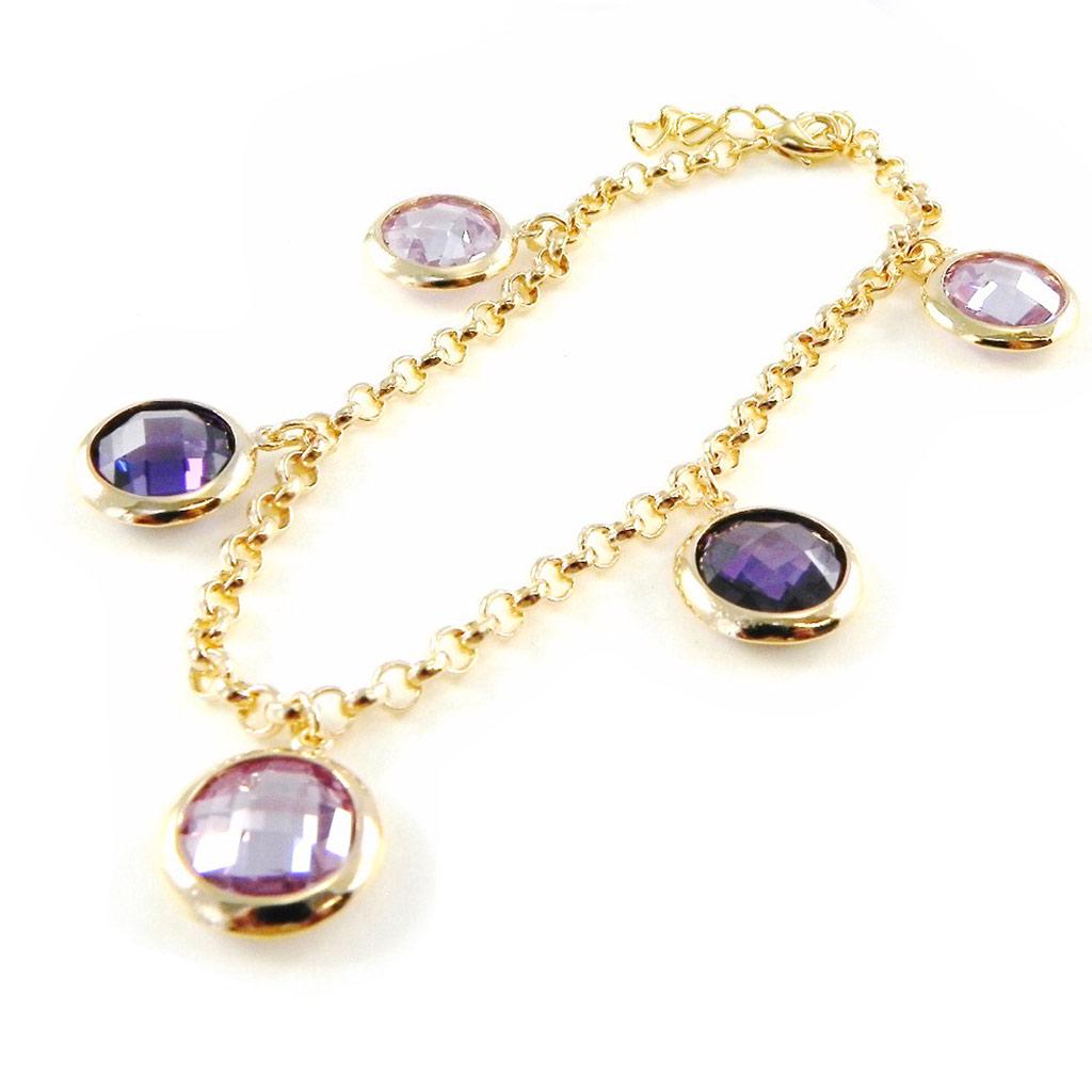 Les Trésors De Lily [C4785] - Pozlacený náramek 'Linda' s levandulovým ametystem - 15 mm