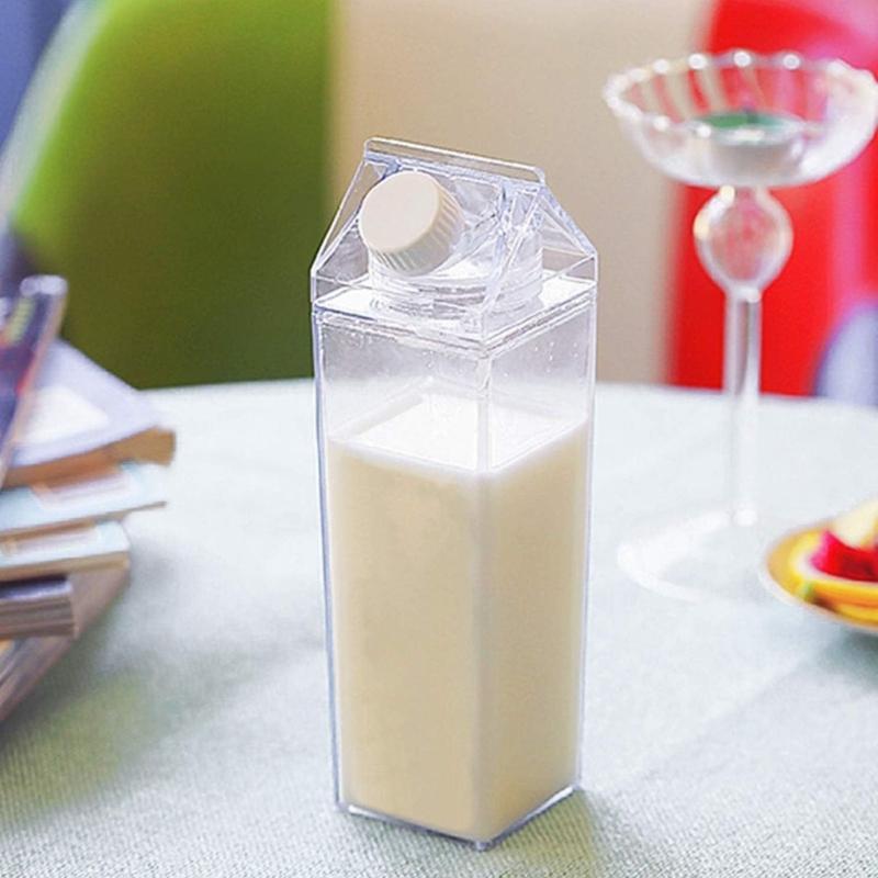 Double Capacity Square Milk Cup 500ML 1000ML Clear Construction Ergonomic Grip Spill Resistant Designs