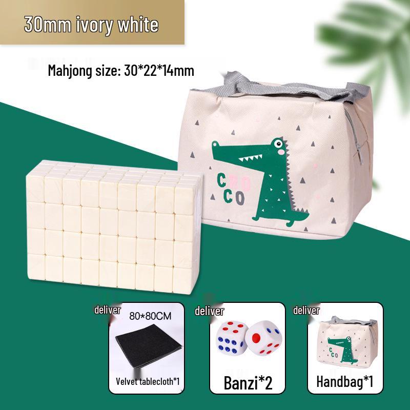 Conjunto de Mahjong Compacto: Azulejos Pardal Sólidos Esculpidos, Tamanhos 24mm e 30mm, Ideais para Uso em Viagens e Dormitórios