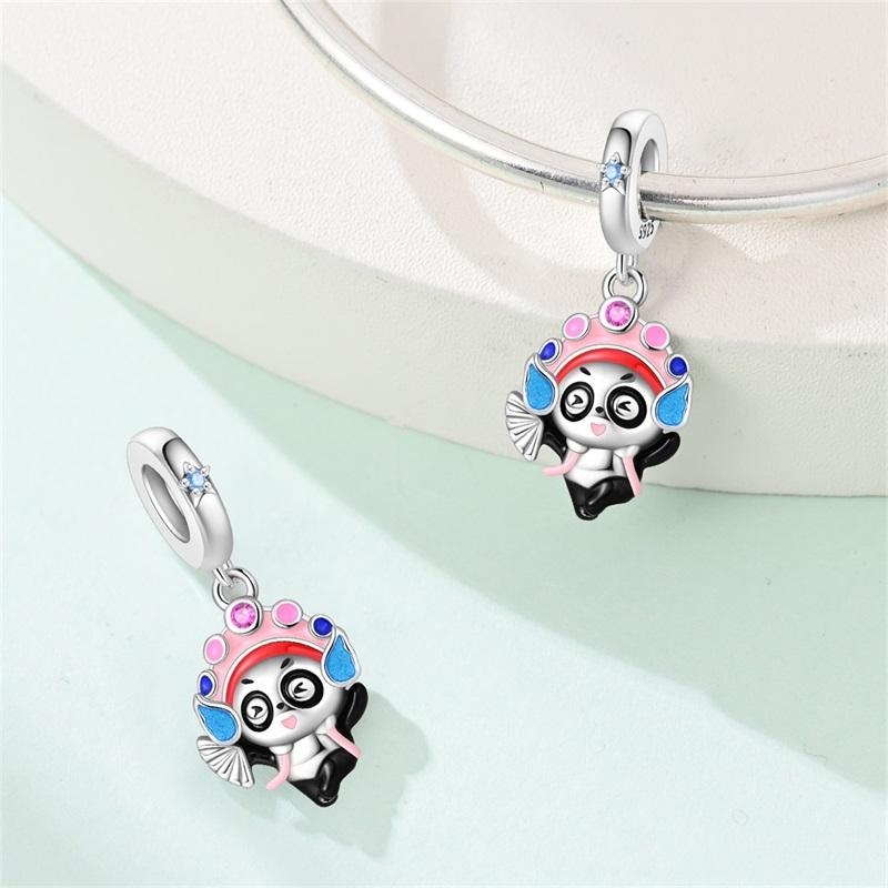 New Copper Pink Cute Animal Charms Beads Chinese Style Panda Fit 3Mm Original Bracelets Diy Jewelry Birthday Gift