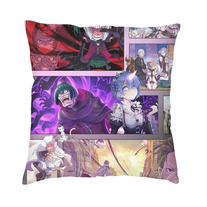Anime Animation Novel Re Zero Cushion Cover 45x45cm Decoration Print Rem Throw Pillow Case for Living Room Doublesided