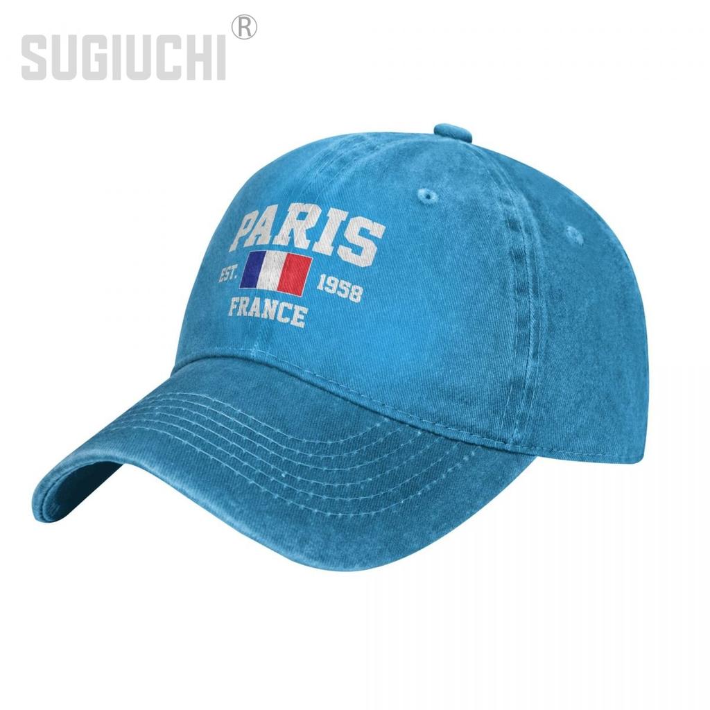 Bandiera della Francia EST Parigi Cappellino da baseball unisex per adulti in denim lavato color carbone Cappellino da camionista patriottico unisex in cotone vintage da papà