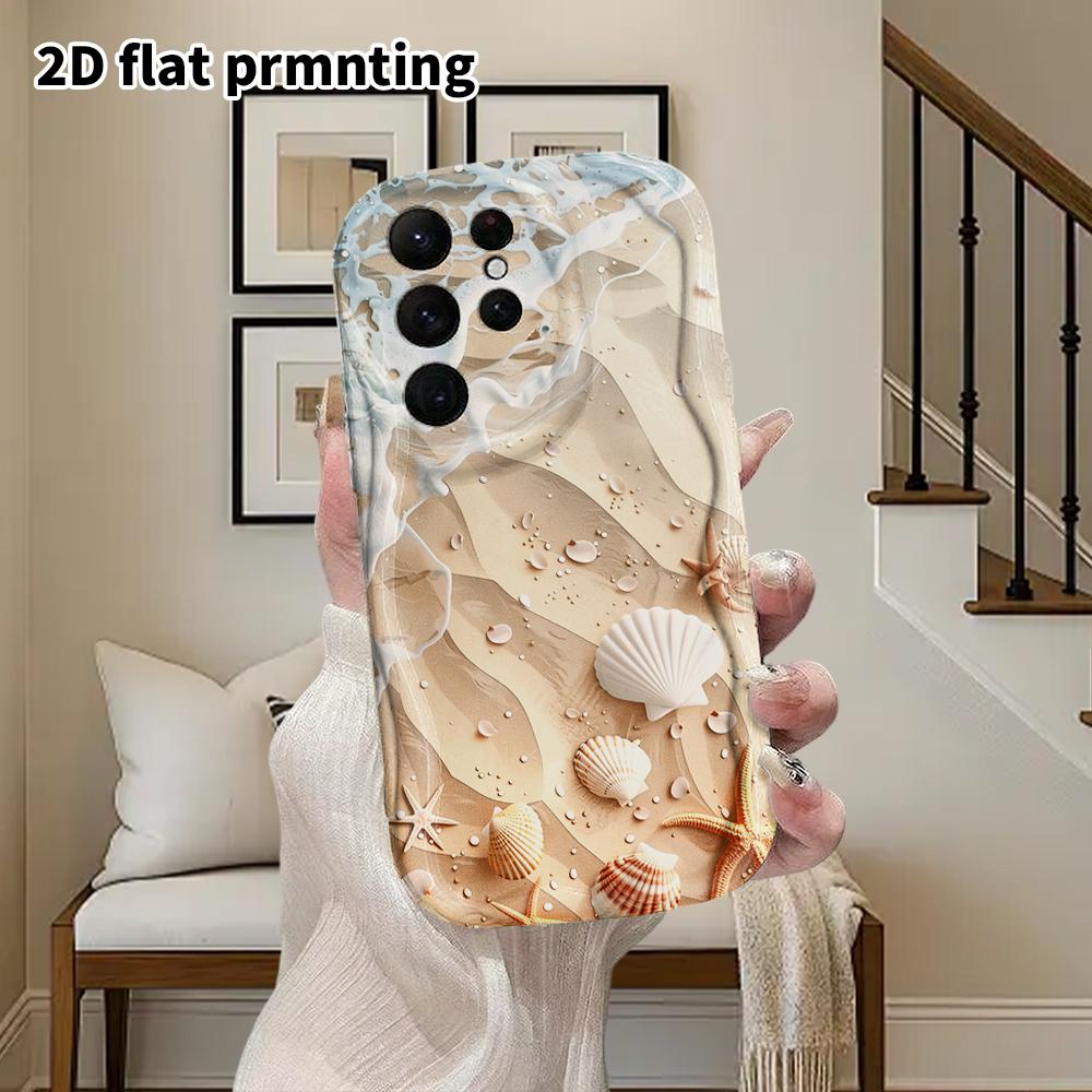 Phone Case: 2D Flat Samsung Galaxy A34 A35 M05 M06 S20 S22 S21 FE Plus 5G Protective Case, Couples Style, Shell Waves, Christmas and Halloween Gift