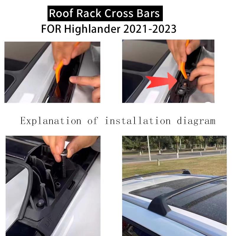 22 Crown Land Cruiser/Highlander Gen 4 Bare Transversale de Acoperiș din Aluminiu/Portbagaj