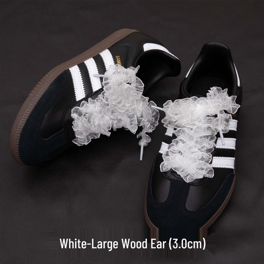 Ballet-Inspired Pearl Bow Lace Frill Shoelaces for T-Toe Training Shoes