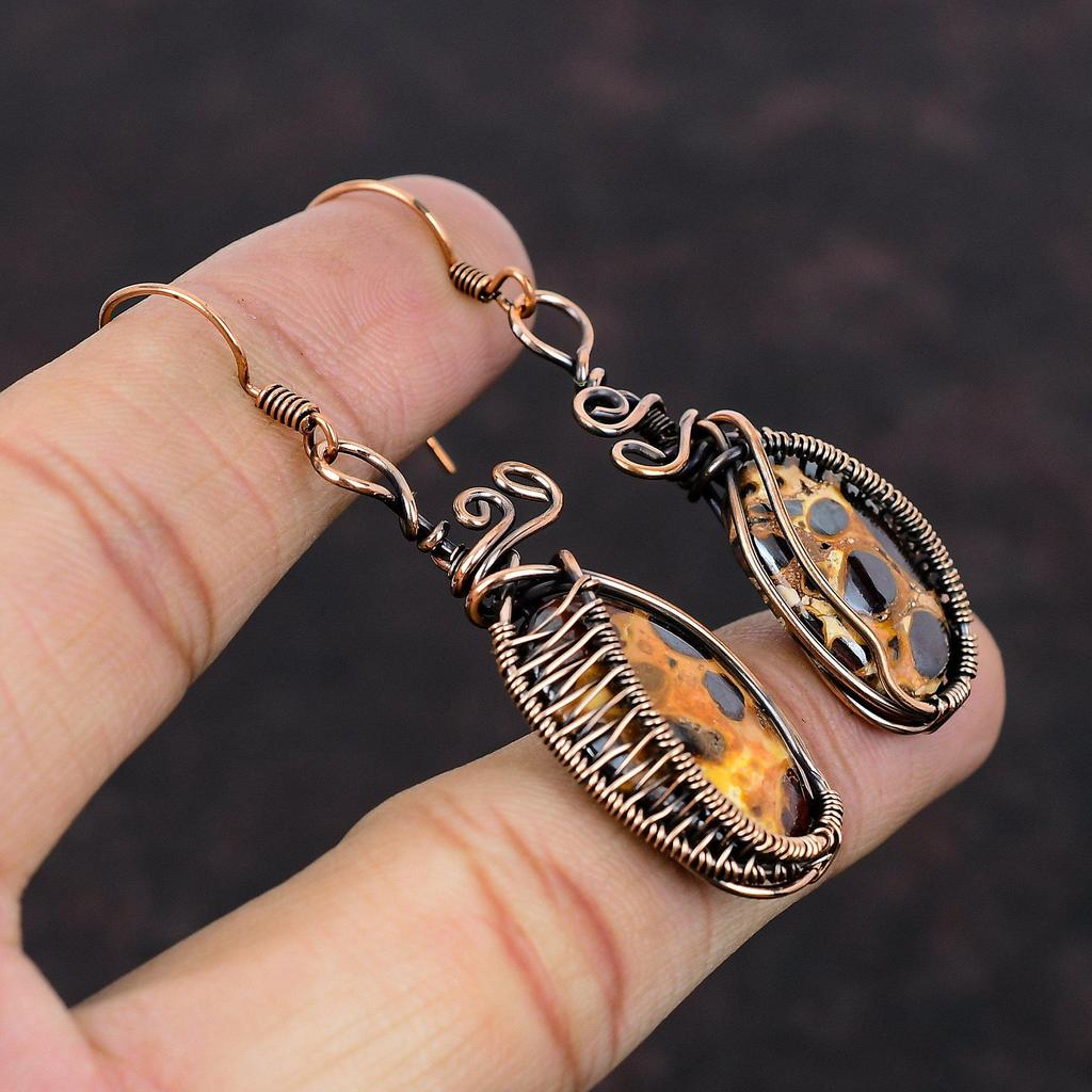 Bauxite Earring Copper Wire Wrapped Earrings Bauxite Jewelry Handmade Earrings Copper Wire Jewelry Genuine Gemstone Earring Anniversary Gift