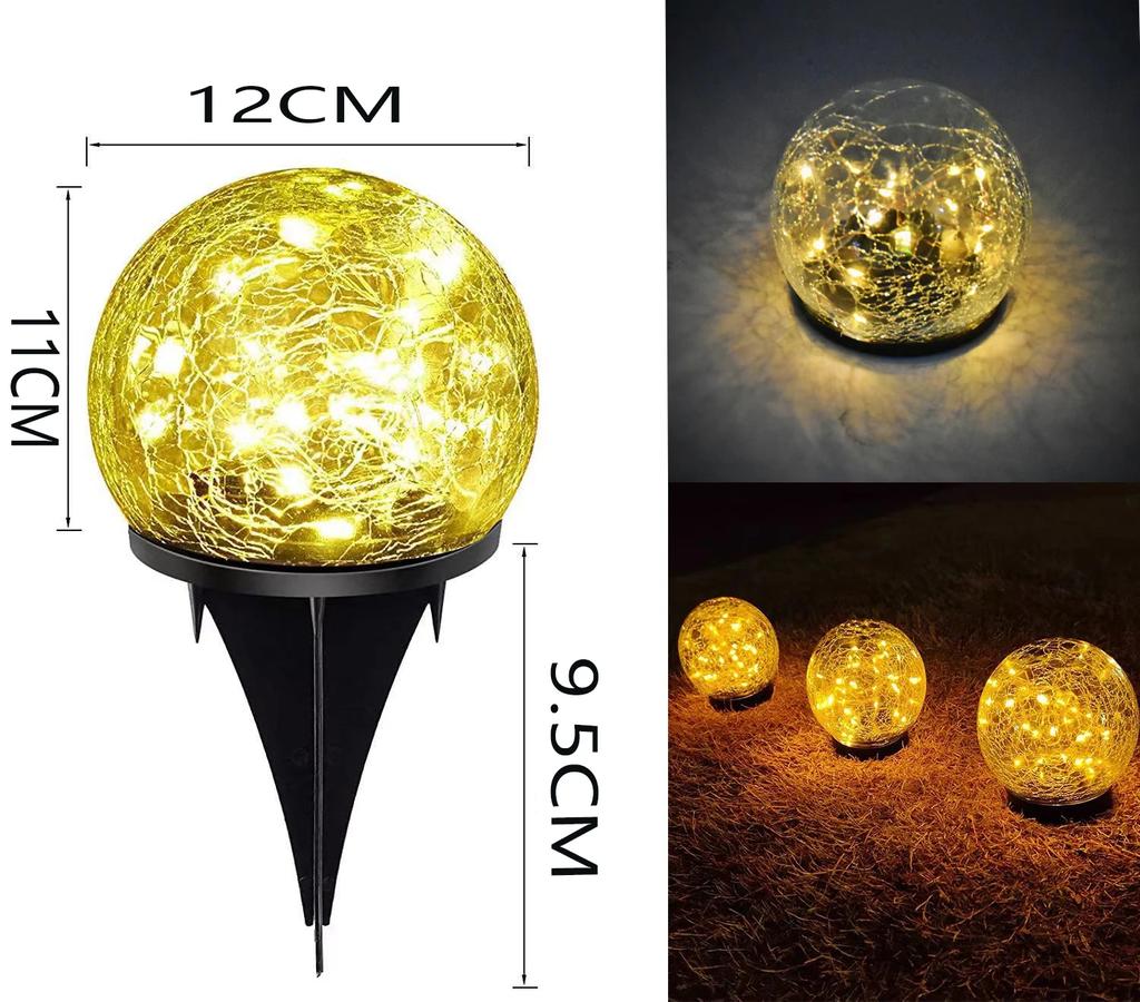 Outdoor Waterproof Led Solar Garden Lights Cracked Glass LED Lights for Walkway Path Patio Park Yard Light Holiday Decoration