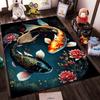 Koi Fish and Lotus Floral Pattern Carpet for Living Room Decor Suitable for use as an anti-slip for living room bedroom sofas