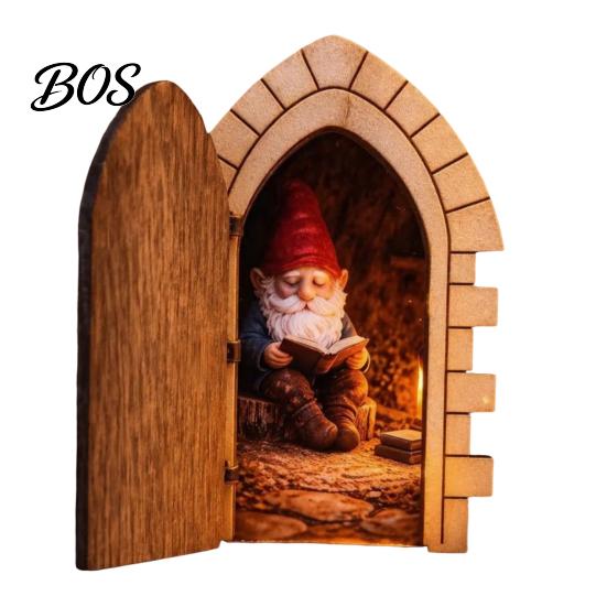 Unique Gifts for Home Decor Fairy Gnome Door Tabletop Ornament, Mini Wooden Elf Figurine, Whimsical Smooth Craft Ornaments Tale Garden Decor, Magical