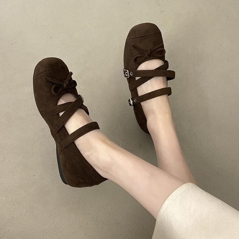 Retro Square Head Mary Jane Women's Shoes Versatile Trend Flat Heel Casual Single Shoes Women's Shoes 2025 Autumn New Single Shoes